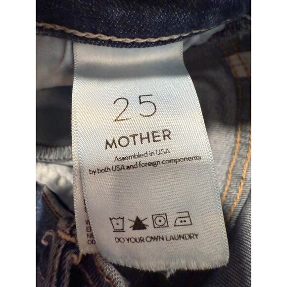 Mother The Insider Crop Undone Hem Stretch Casual Jeans Medium Kitty Blue 25 - Picture 5 of 9